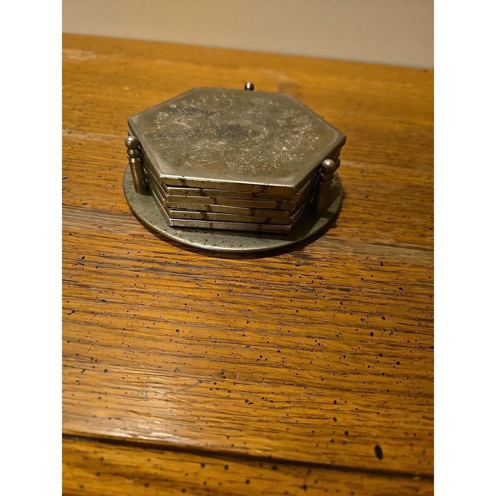 vintage hexagonal‎ coaster set